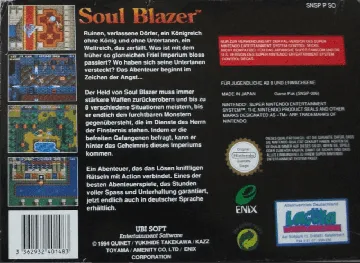 Soul Blazer (Europe) box cover back